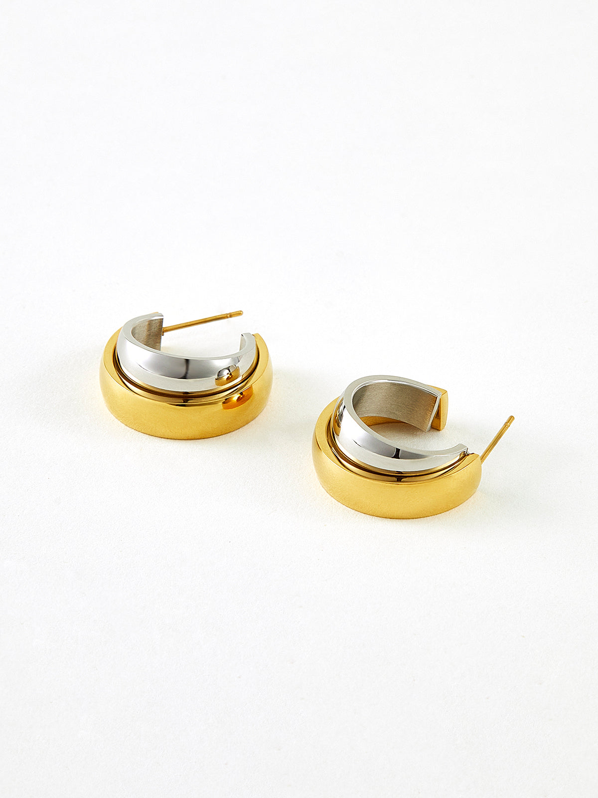 Two-Tone Tunnel Hoop Earrings — Svelte Chic