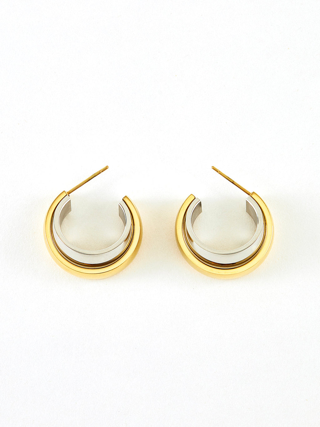 Two-Tone Tunnel Hoop Earrings — Svelte Chic