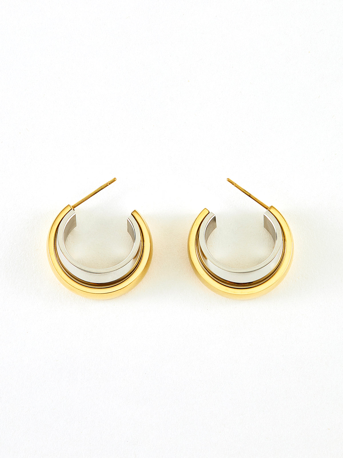 Two-Tone Tunnel Hoop Earrings — Svelte Chic