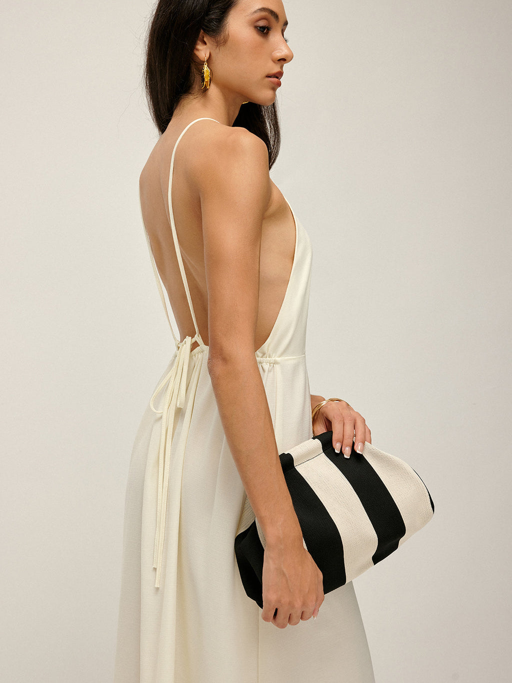 Two-Tone Striped Clutch Bag — Svelte Chic