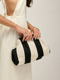Two-Tone Striped Clutch Bag in Black & White — Svelte Chic