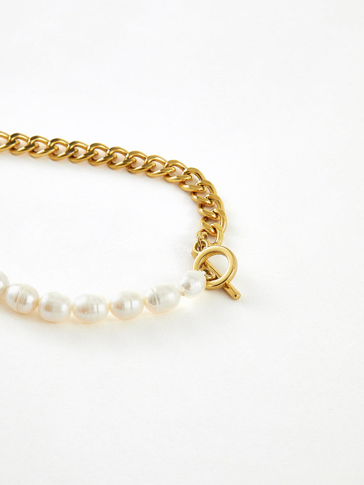 Колие с двойна перлена верижка и лариат 