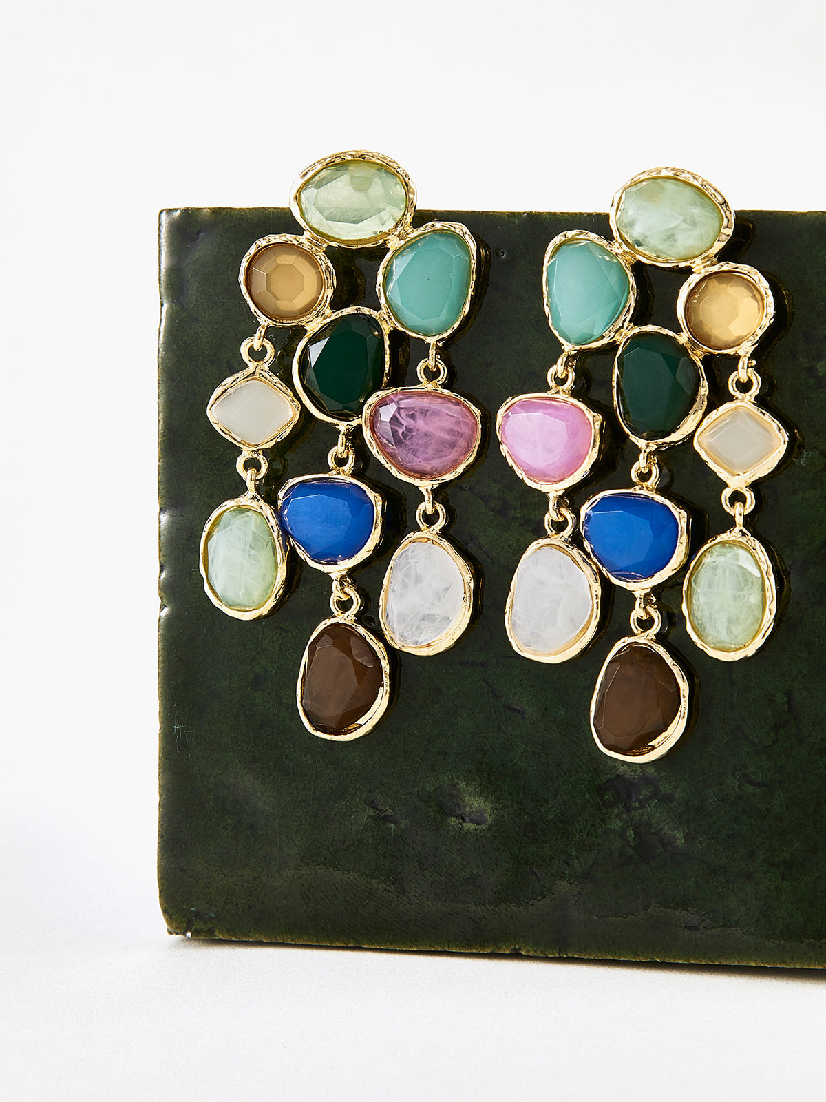 Coloured Crystal Drop Earrings in Multicolor — Svelte Chic