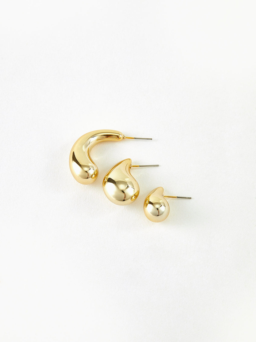 Water Drop Stud Earring Set, 3 Pieces in Gold — Svelte Chic