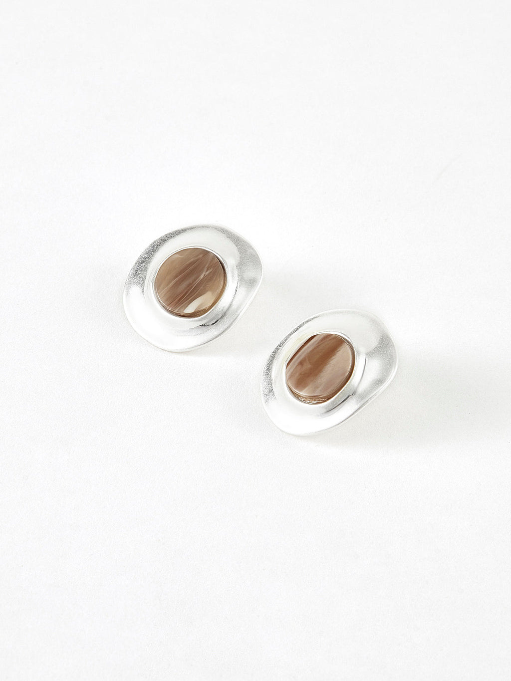 Wood Grain Silver Stud Earrings — Svelte Chic