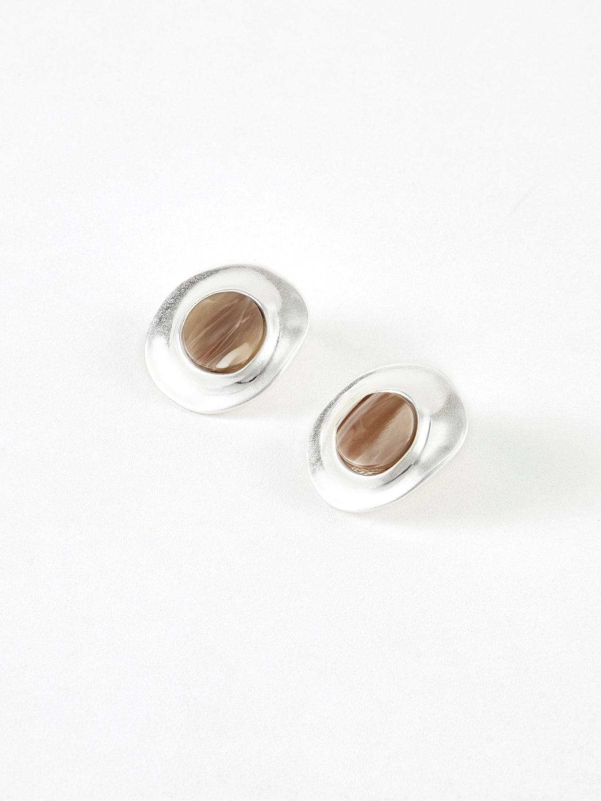 Wood Grain Silver Stud Earrings — Svelte Chic