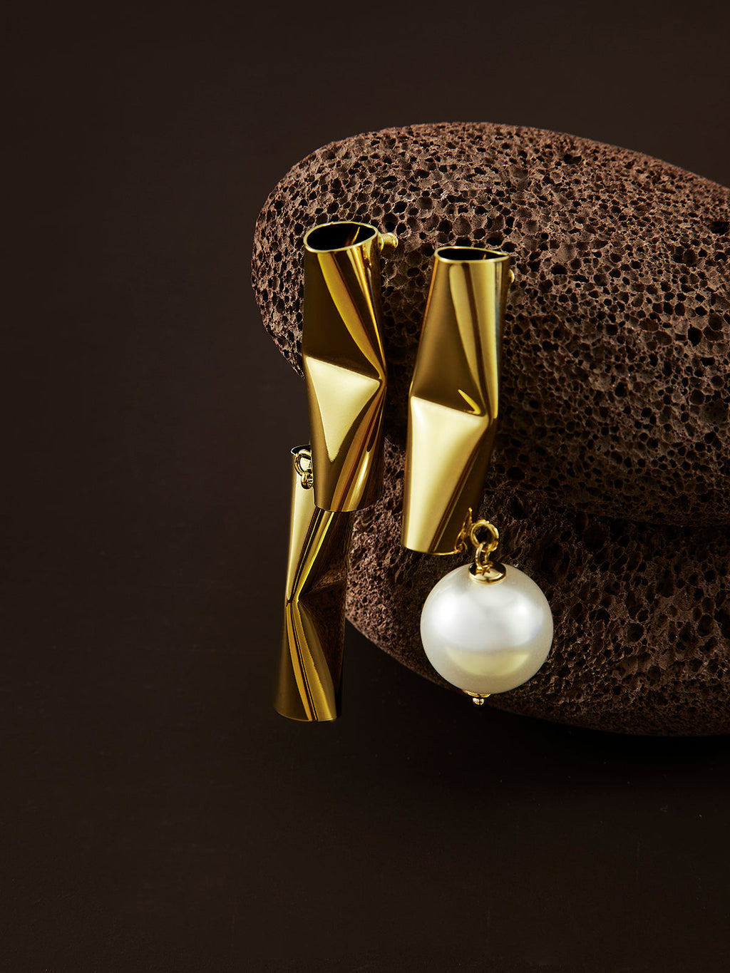 Asymmetric Tube Pearl Drop Earrings — Svelte Chic