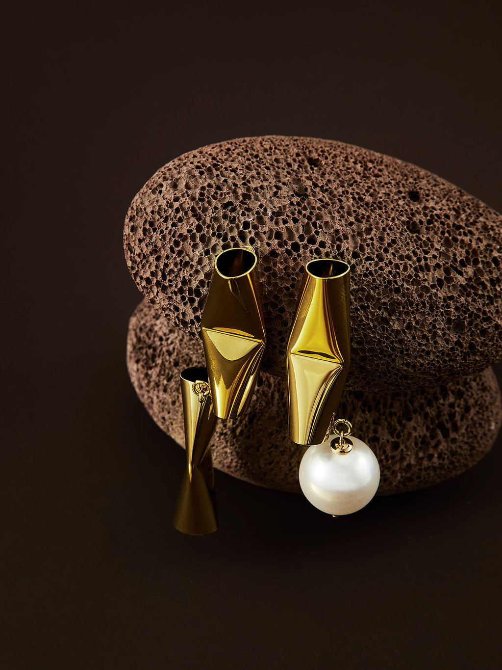 Asymmetric Tube Pearl Drop Earrings — Svelte Chic