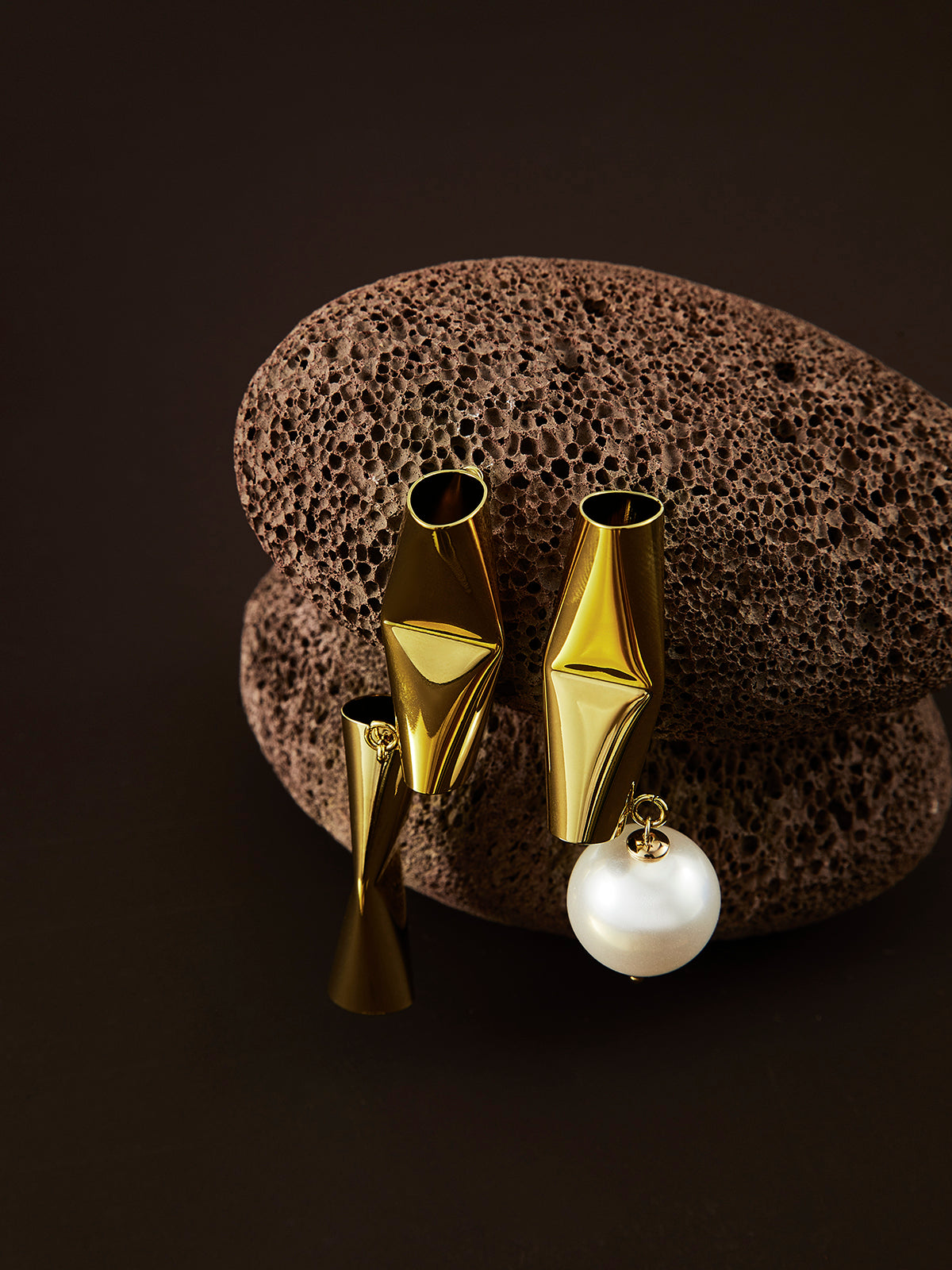 Asymmetric Tube Pearl Drop Earrings — Svelte Chic