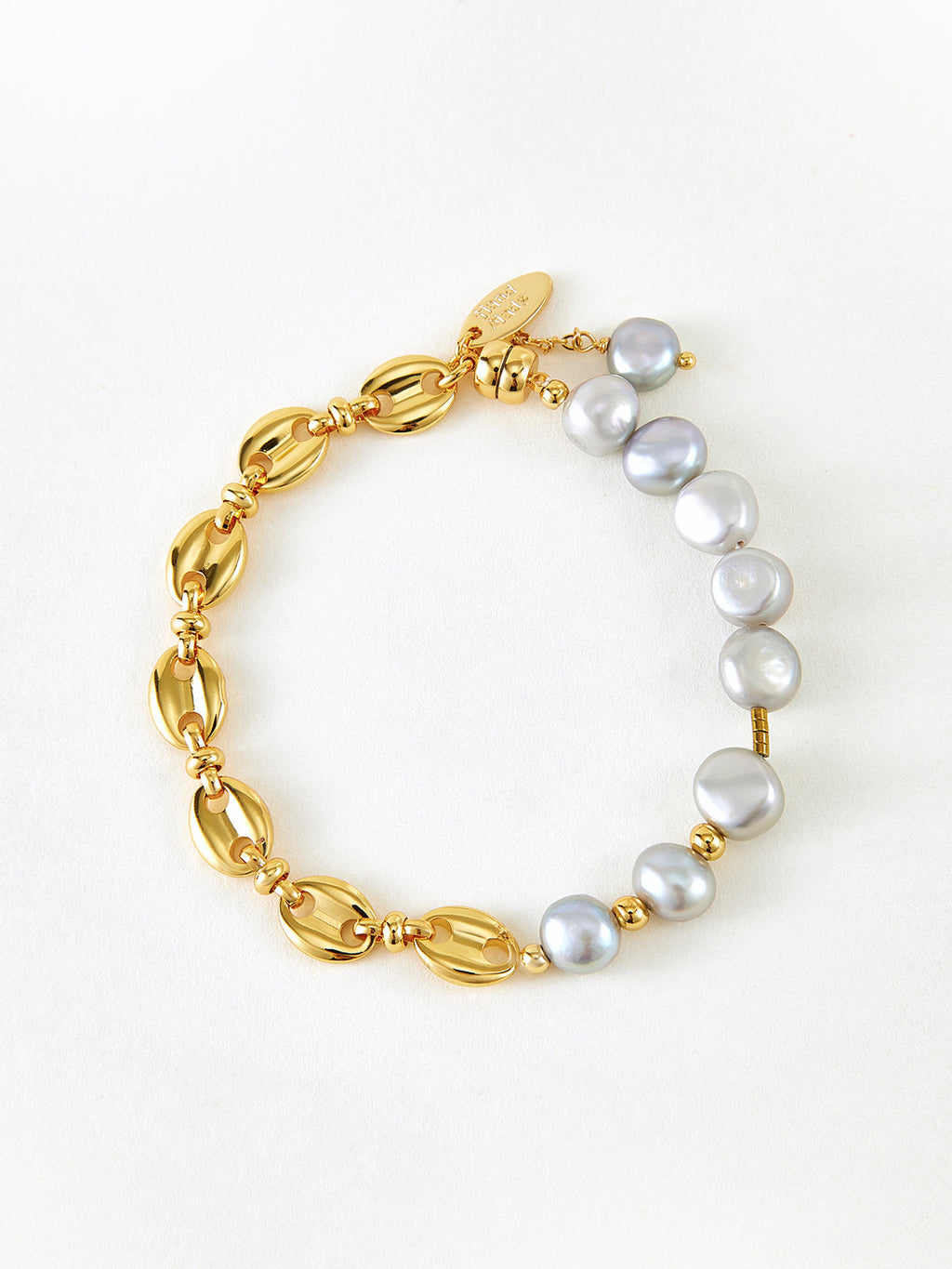 Two-Tone Magnetic Pearl Bracelet — Svelte Chic