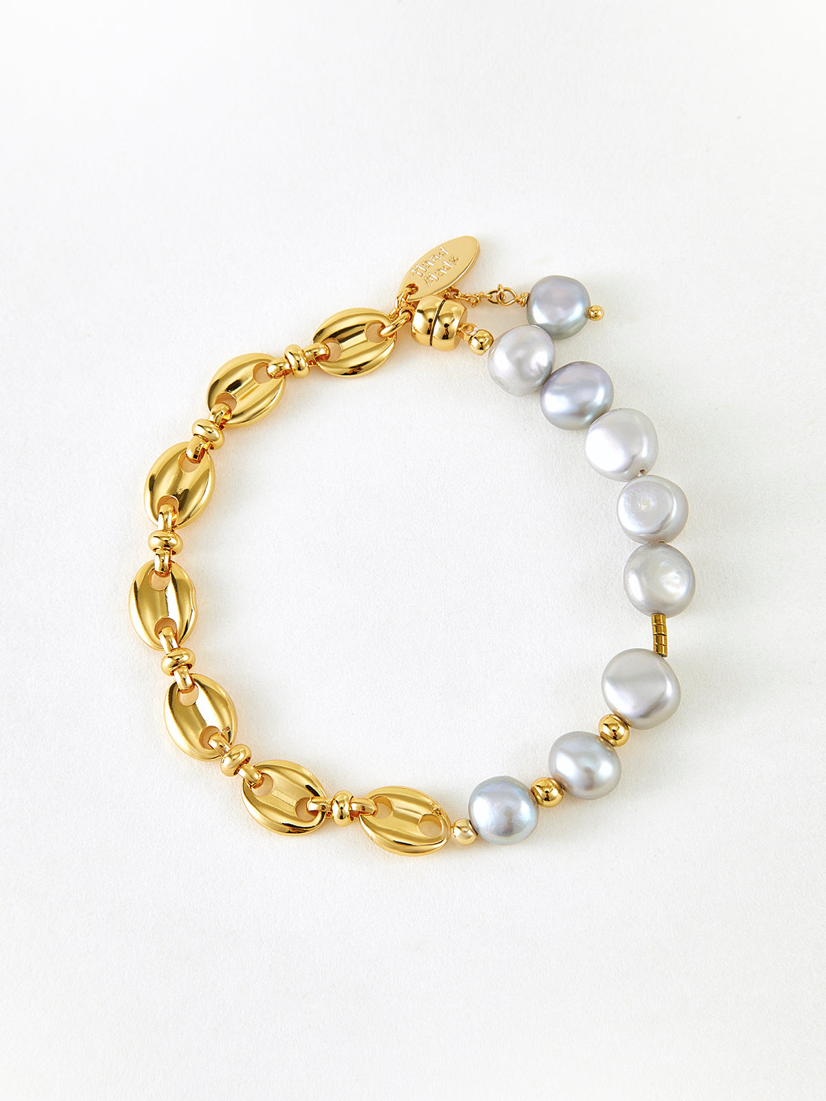 Two-Tone Magnetic Pearl Bracelet — Svelte Chic