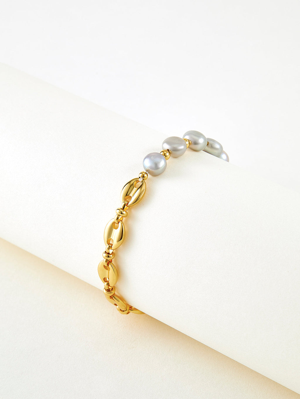 Two-Tone Magnetic Pearl Bracelet in Gold — Svelte Chic