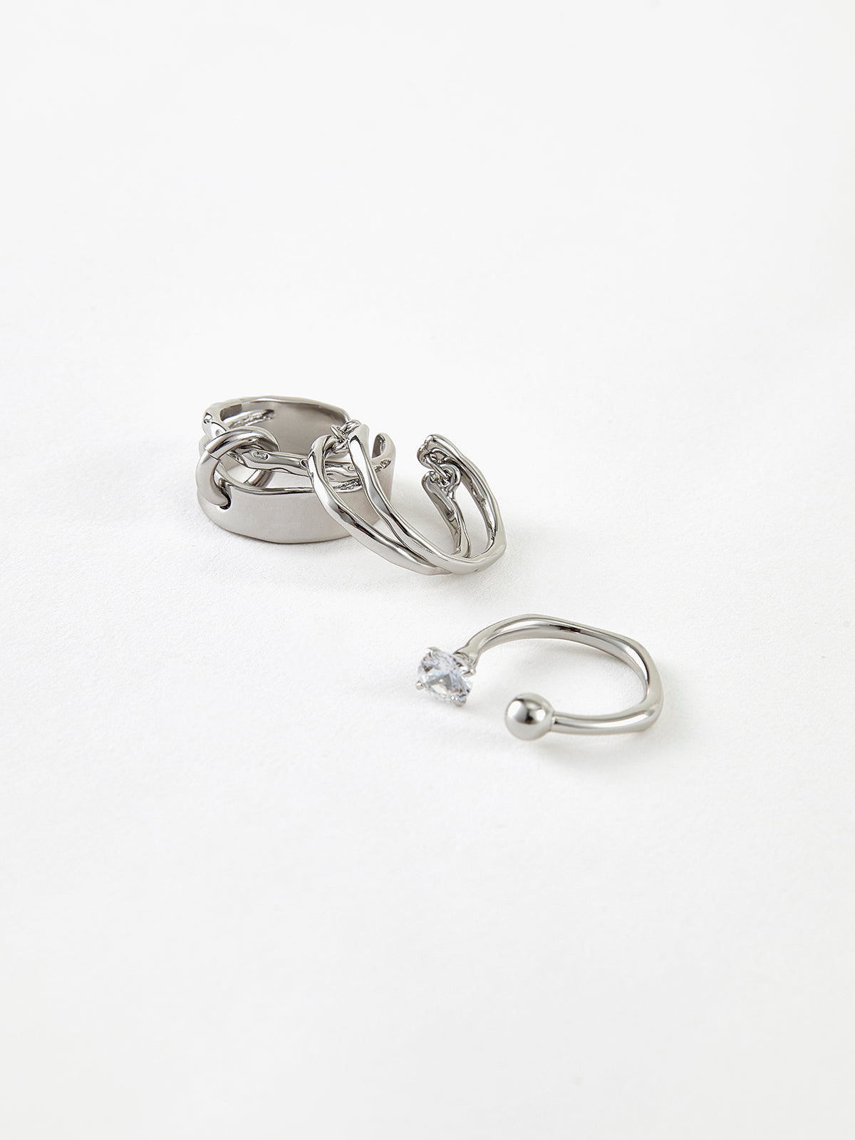 Open Hoop Ring Set, 3 Pieces — Svelte Chic