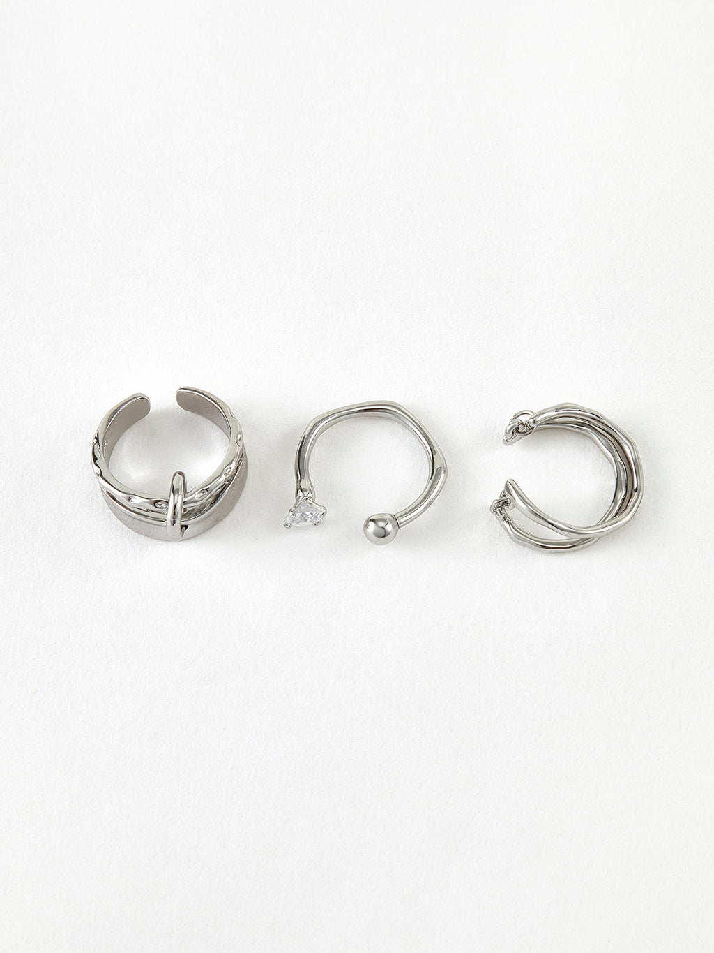 Open Hoop Ring Set, 3 Pieces — Svelte Chic