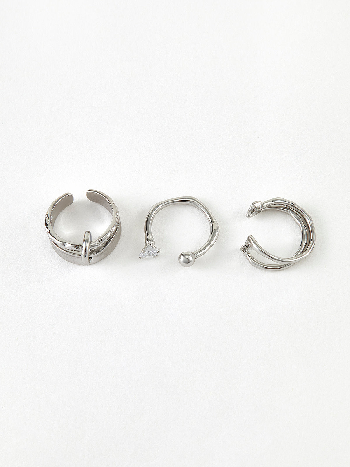Open Hoop Ring Set, 3 Pieces — Svelte Chic