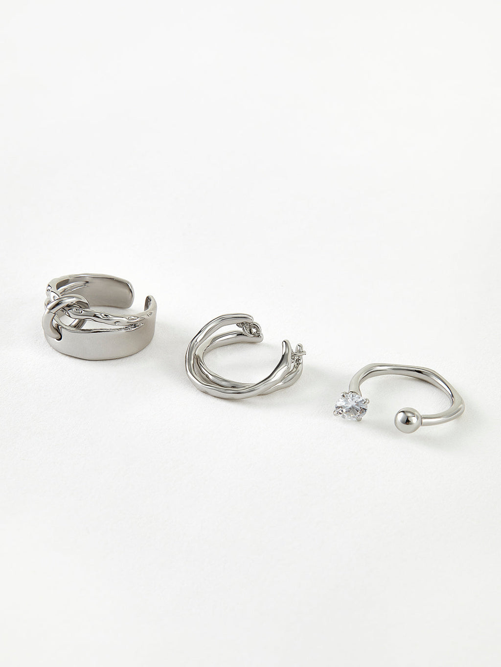 Open Hoop Ring Set, 3 Pieces — Svelte Chic