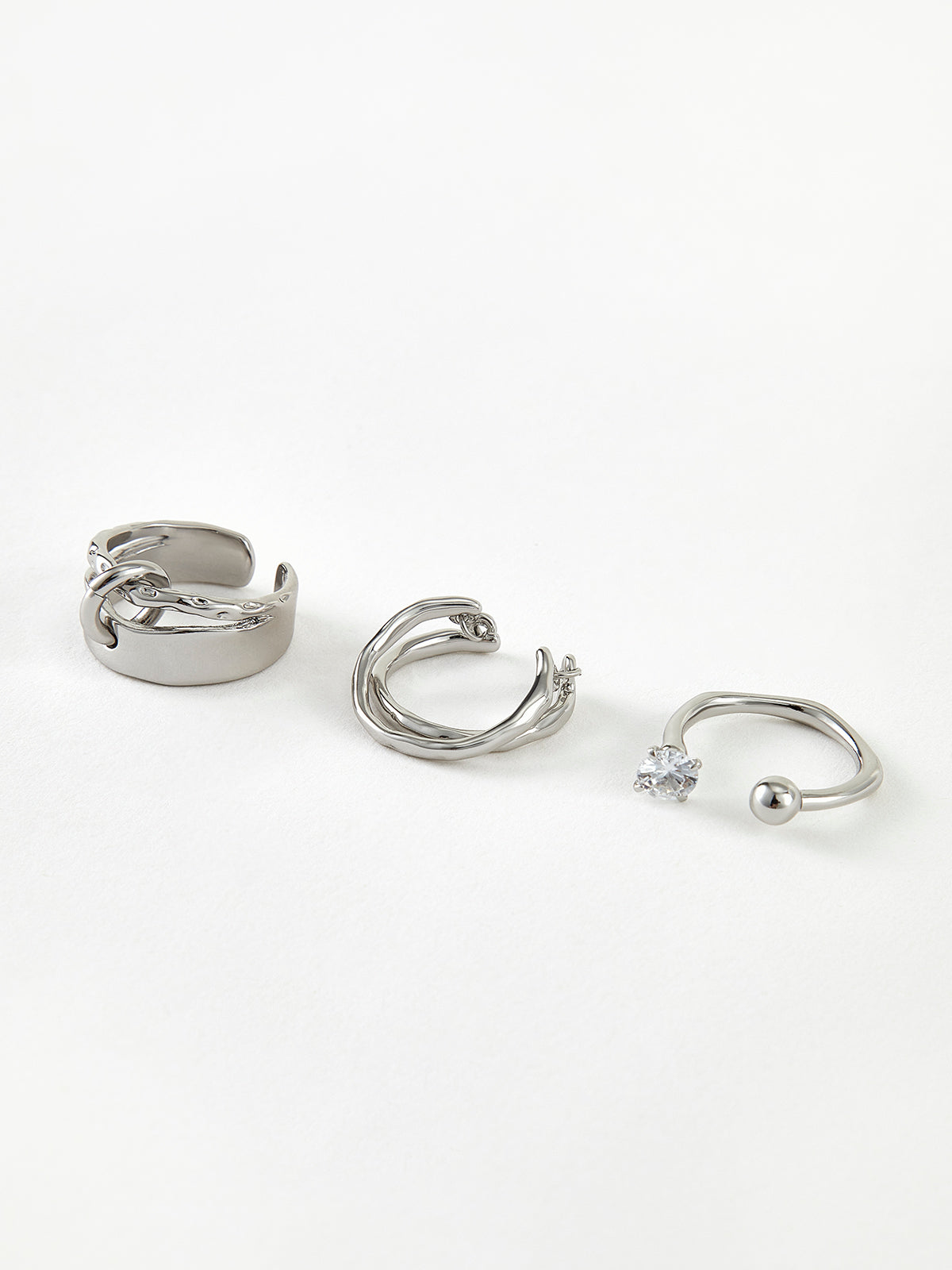 Open Hoop Ring Set, 3 Pieces — Svelte Chic