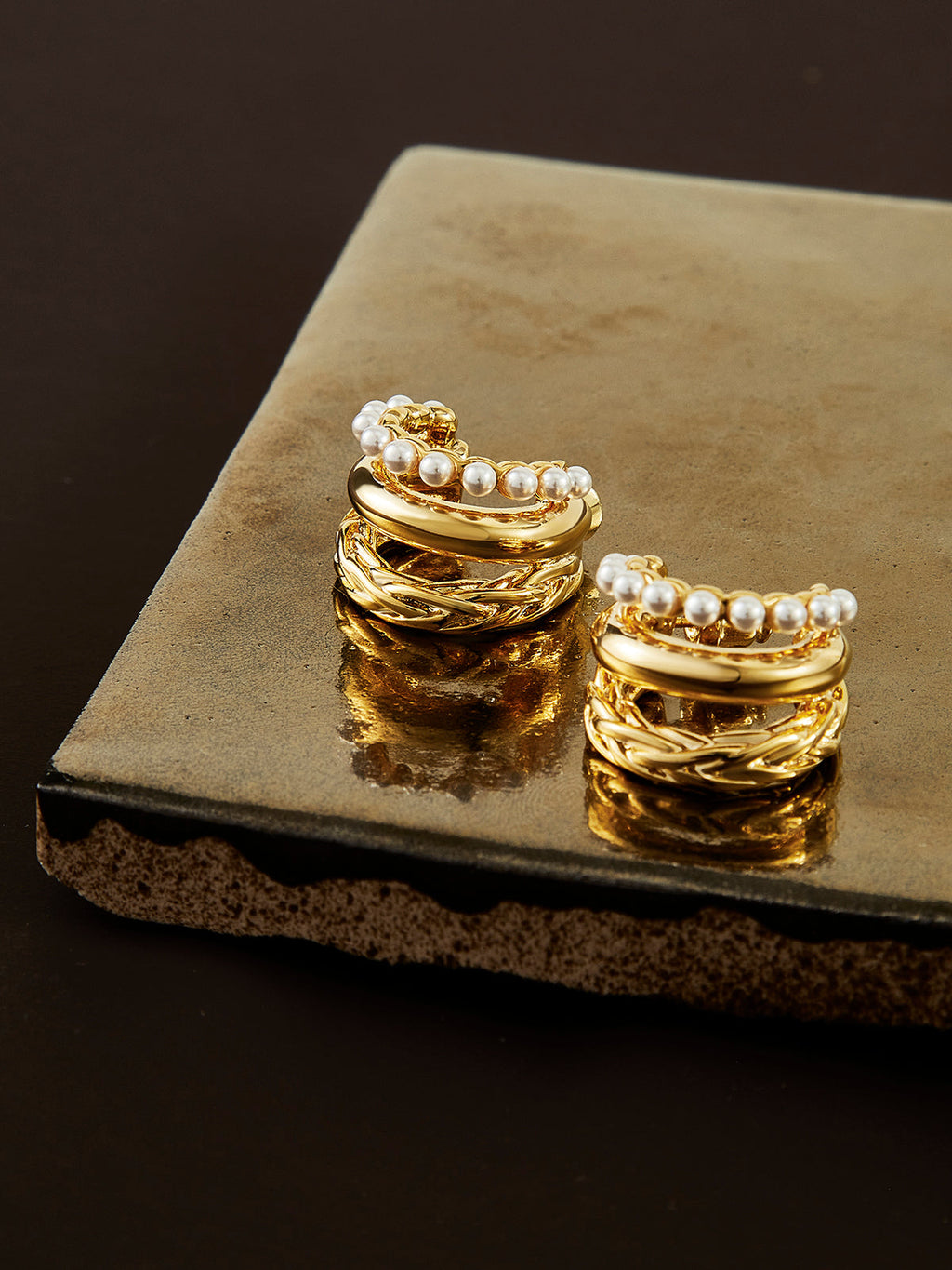 Triple Layer Pearl Hook Earrings — Svelte Chic