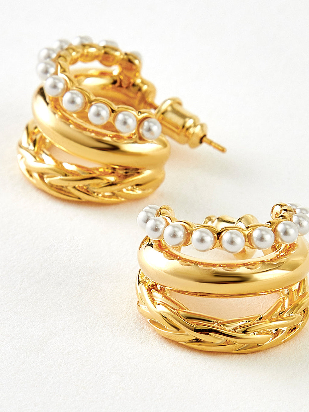 Triple Layer Pearl Hook Earrings — Svelte Chic