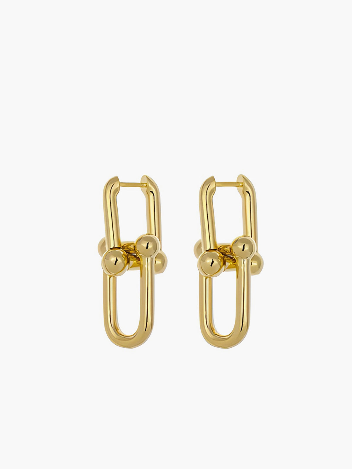Double U Link Earrings in Gold — Svelte Chic