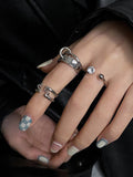 Open Hoop Ring Set, 3 Pieces in Silver — Svelte Chic