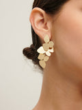 Leaf Panel Drop Earrings in Gold — Svelte Chic