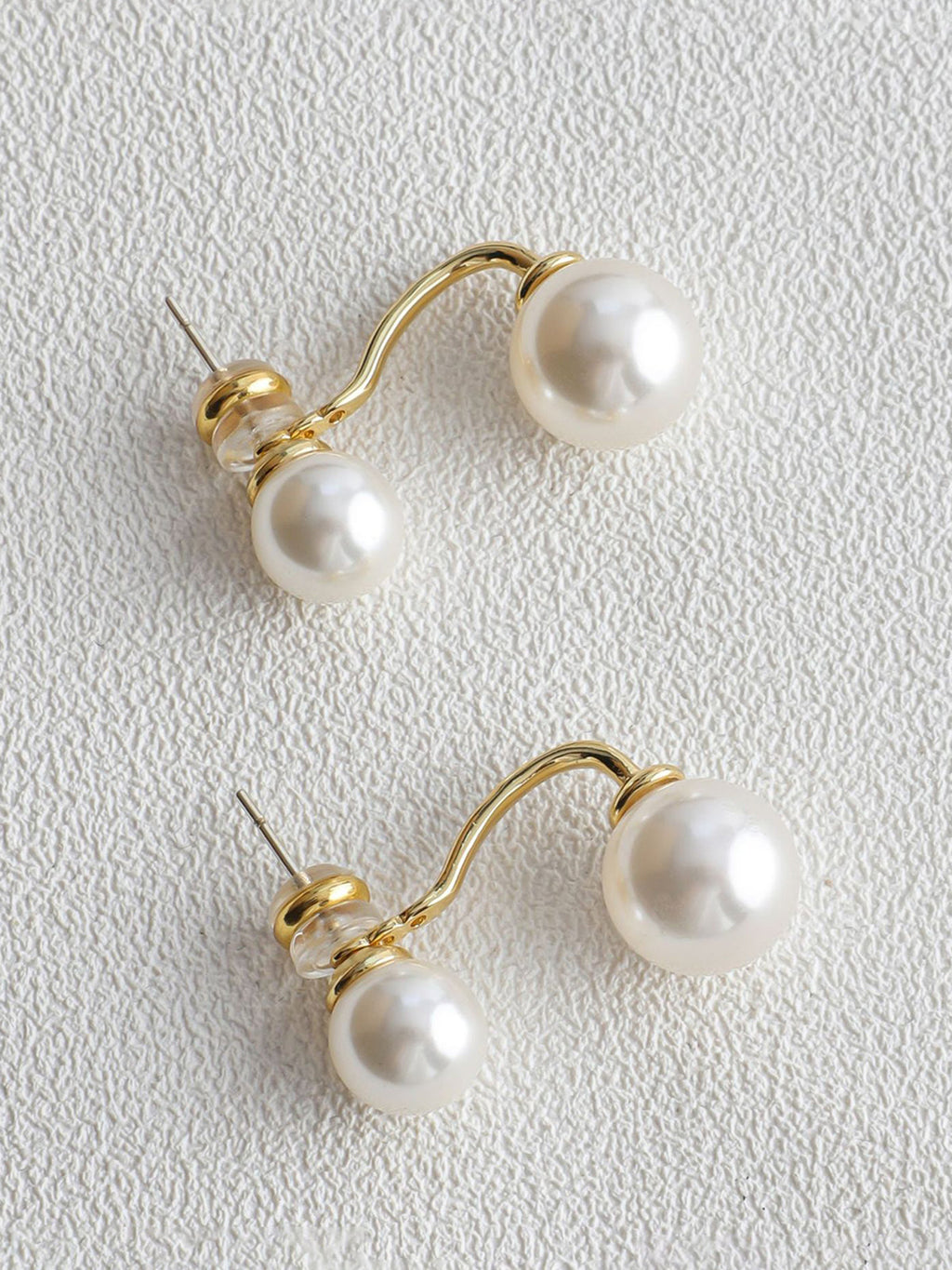 Double Pearl Stud Earrings in Off-White — Svelte Chic