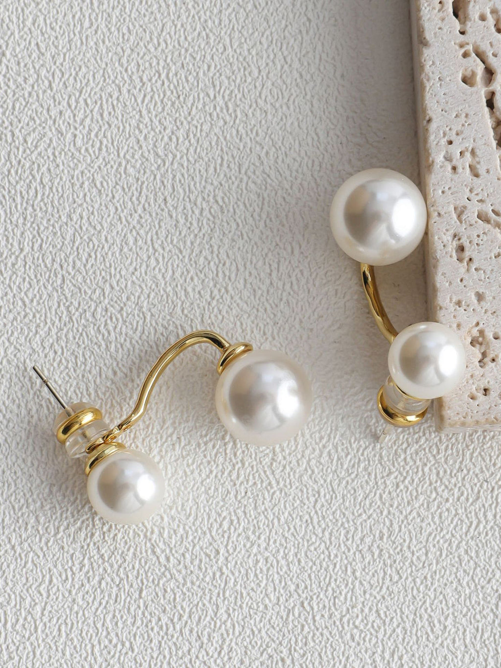 Double Pearl Stud Earrings — Svelte Chic
