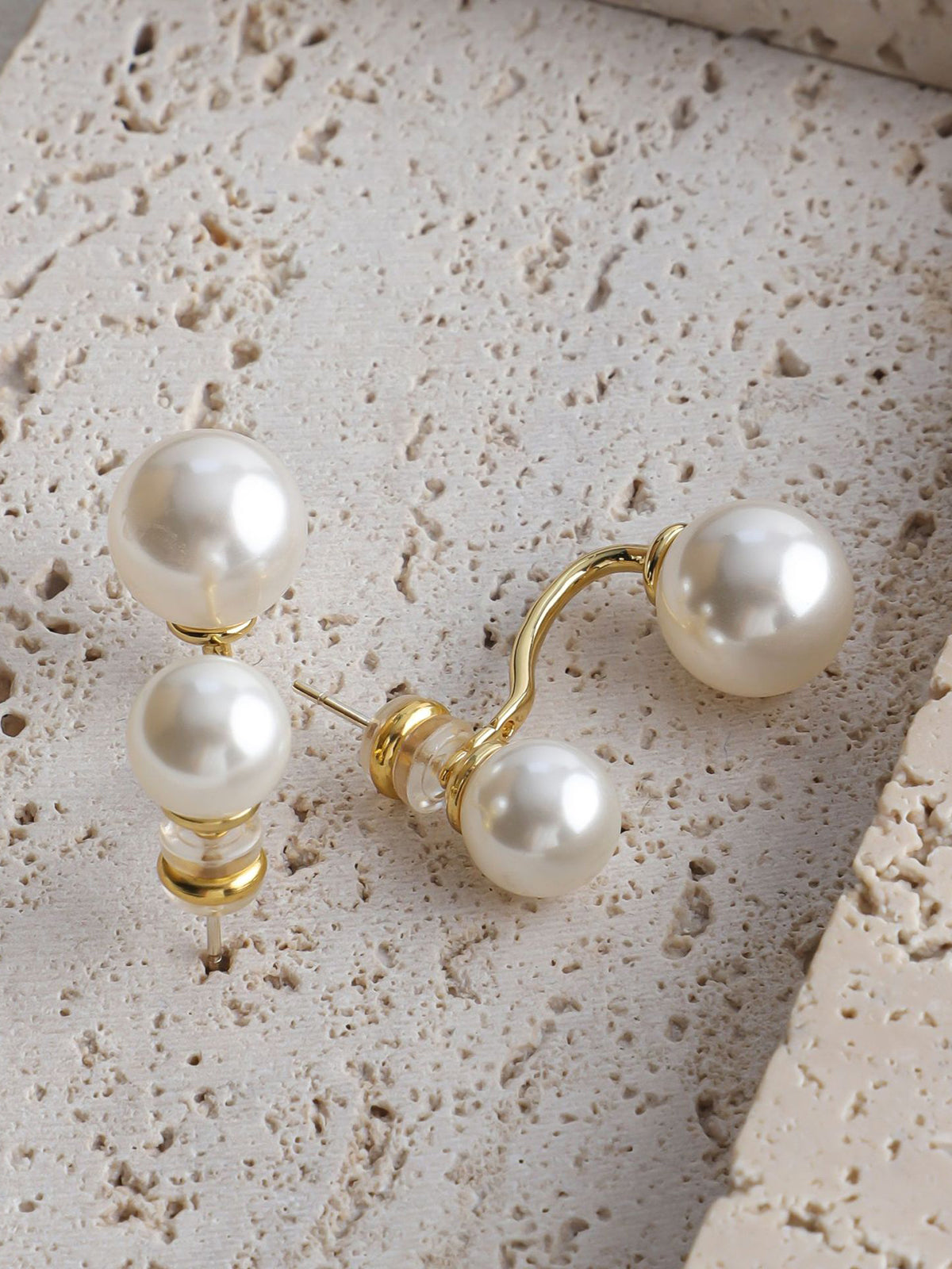 Double Pearl Stud Earrings — Svelte Chic