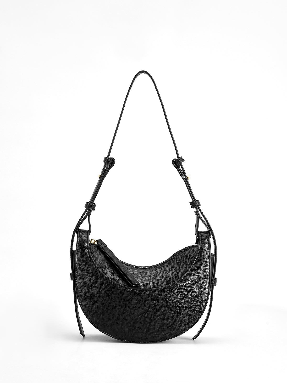 Soft Buckle Zip Crescent Bag in Black — Svelte Chic