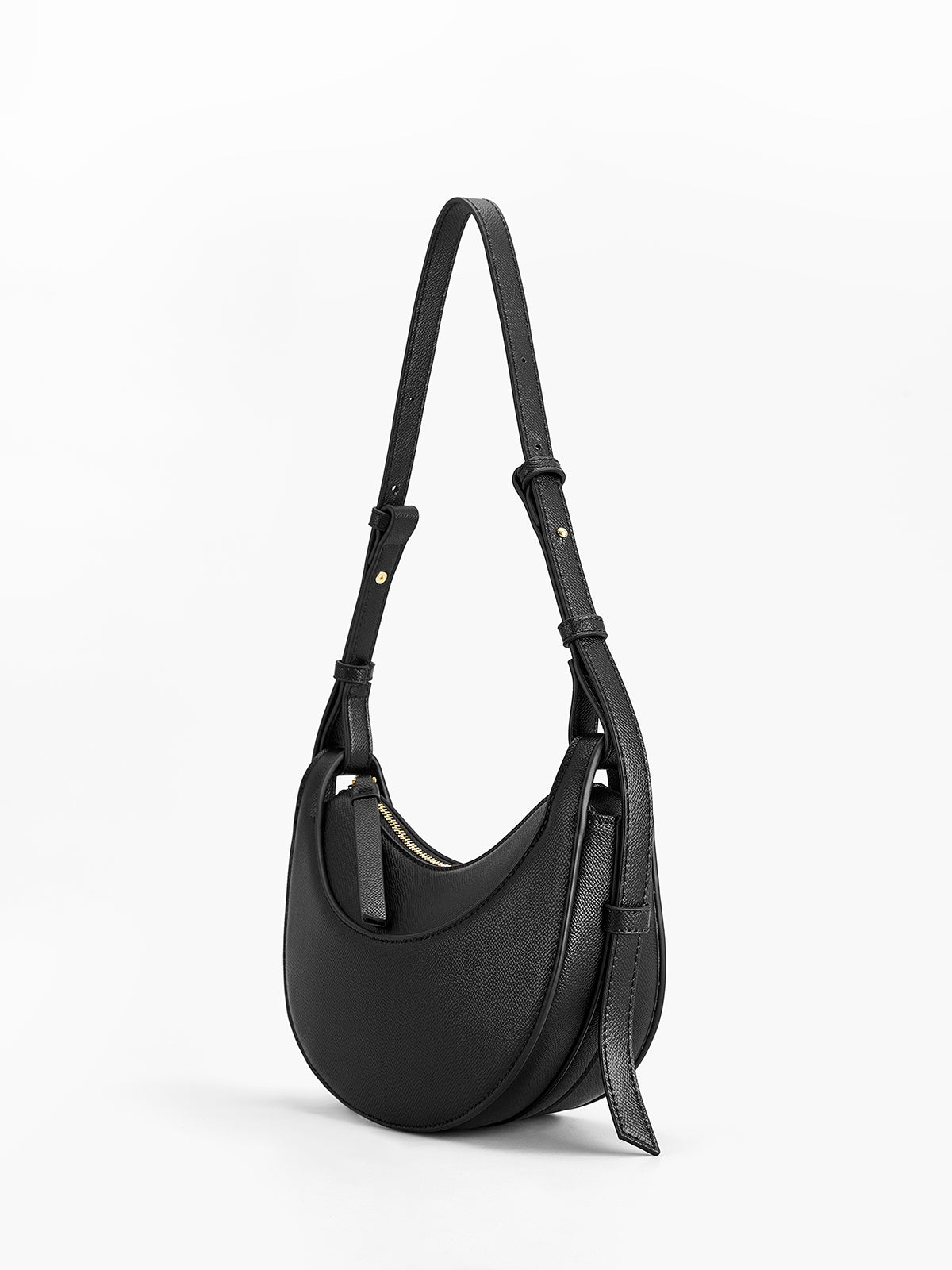 Soft Buckle Zip Crescent Bag — Svelte Chic