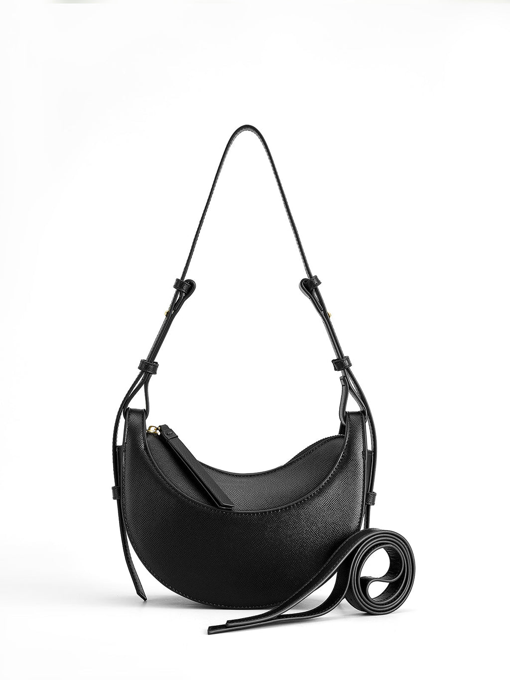 Soft Buckle Zip Crescent Bag — Svelte Chic
