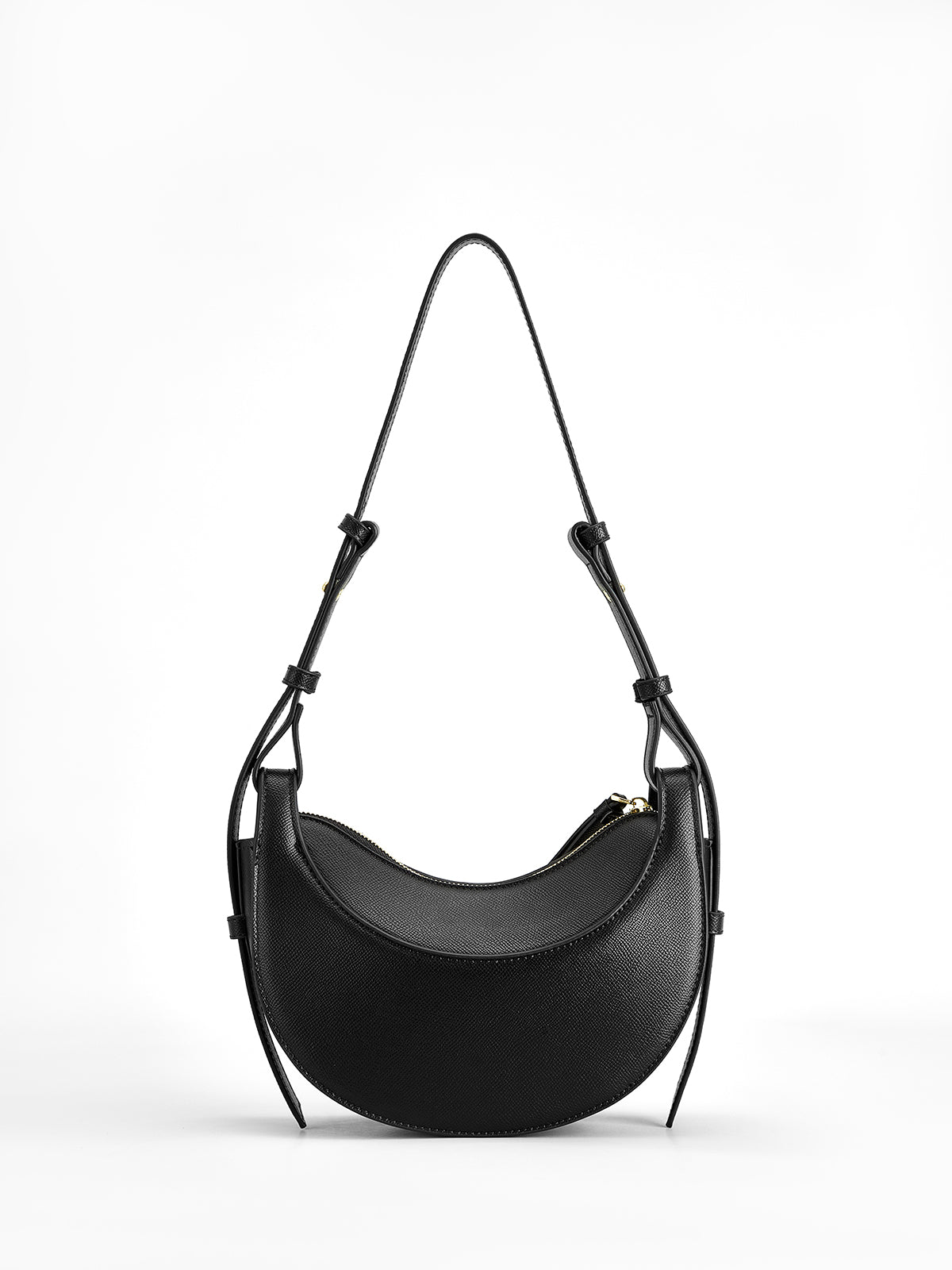Soft Buckle Zip Crescent Bag — Svelte Chic
