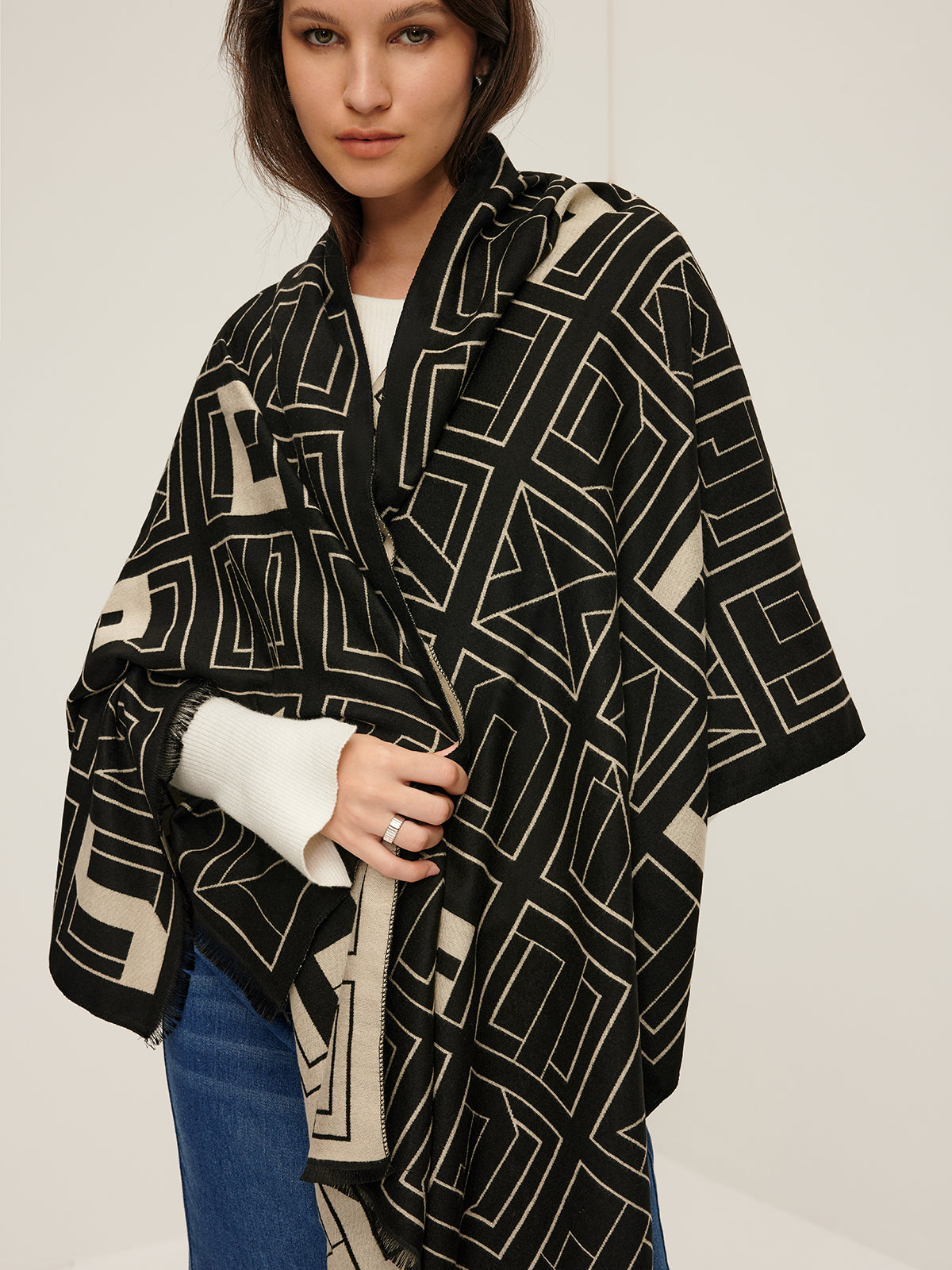 Vintage Two-Tone Letter Scarf in Black & White — Svelte Chic