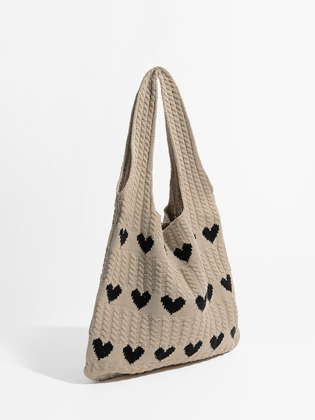 Heart Pattern Knit Shoulder Bag — Svelte Chic