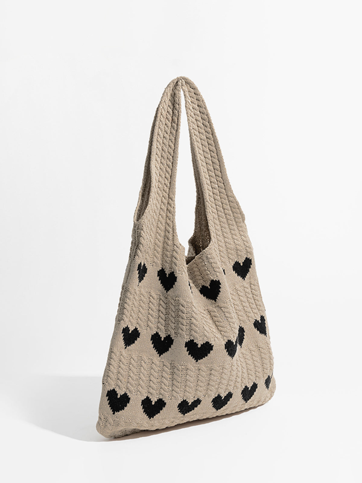 Heart Pattern Knit Shoulder Bag — Svelte Chic