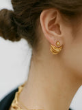 Retro Irregular Curved Earrings in Gold — Svelte Chic