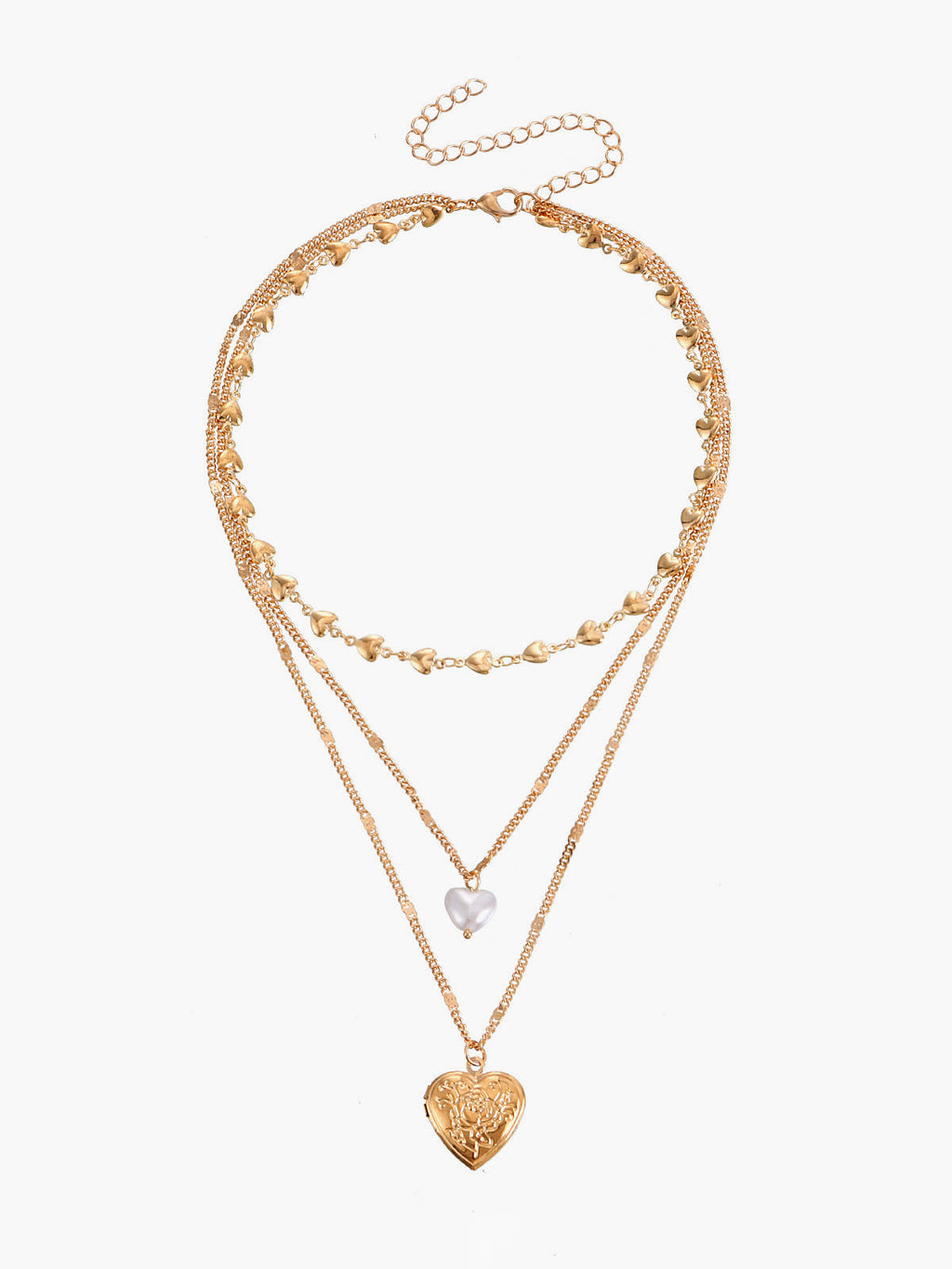 Triple Layer Heart Charm Necklace — Svelte Chic