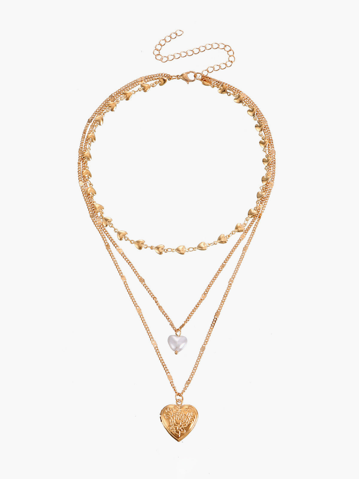 Triple Layer Heart Charm Necklace — Svelte Chic