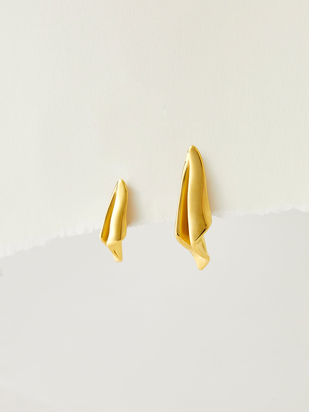 Asymmetric Pleated Paper Plane Earrings in Gold — Svelte Chic