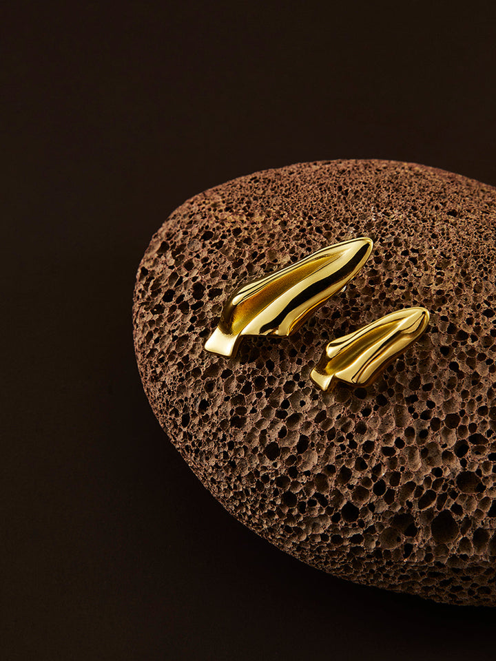 Asimetrik Kağıt Uçak Pliseli Küpeler