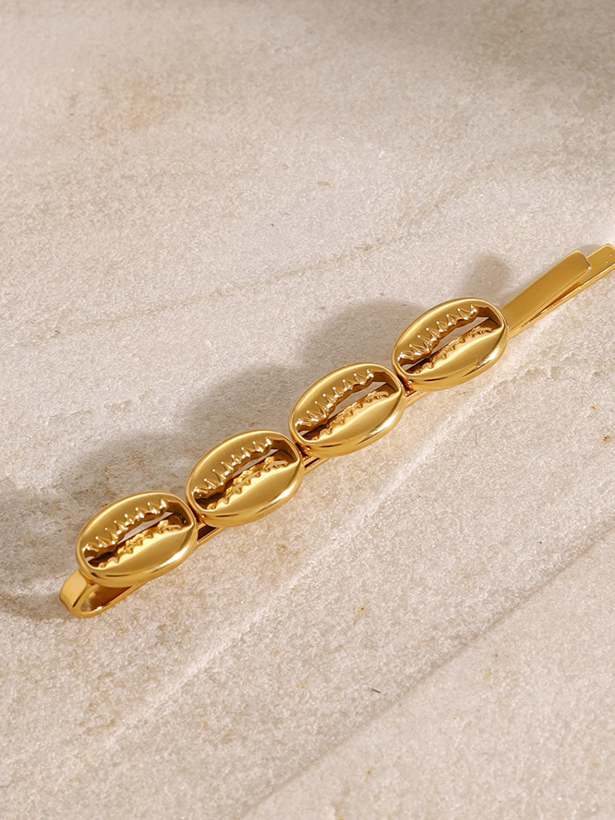 Cowrie Shell Hair Clip in Gold — Svelte Chic