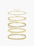 Geometric Bracelet Set, 5 Pieces in Gold — Svelte Chic