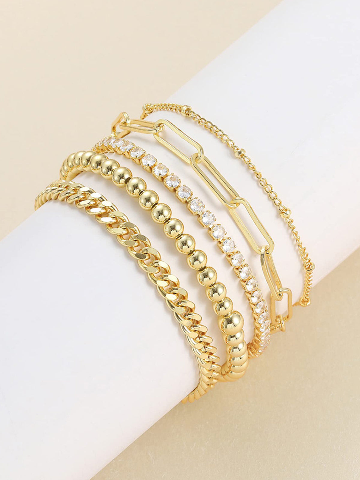 Geometric Bracelet Set, 5 Pieces — Svelte Chic