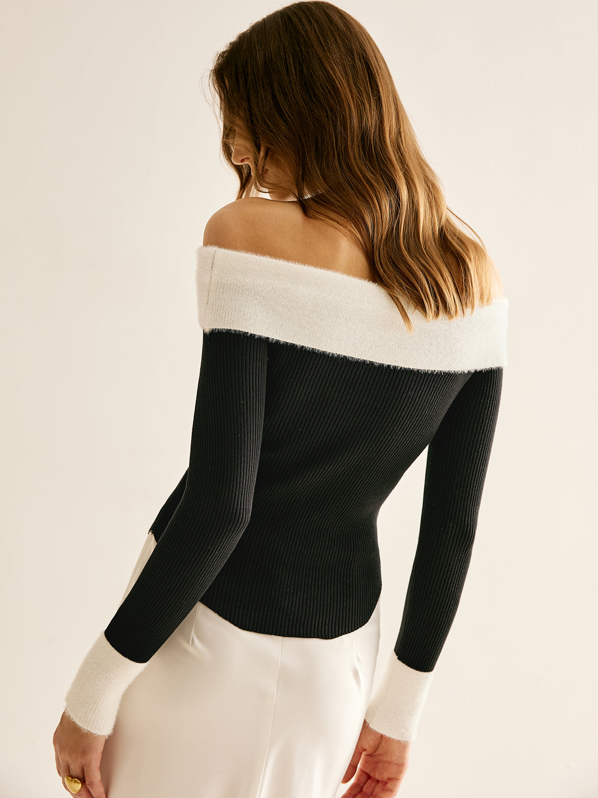 One Shoulder Colour Block Knit Top — Svelte Chic