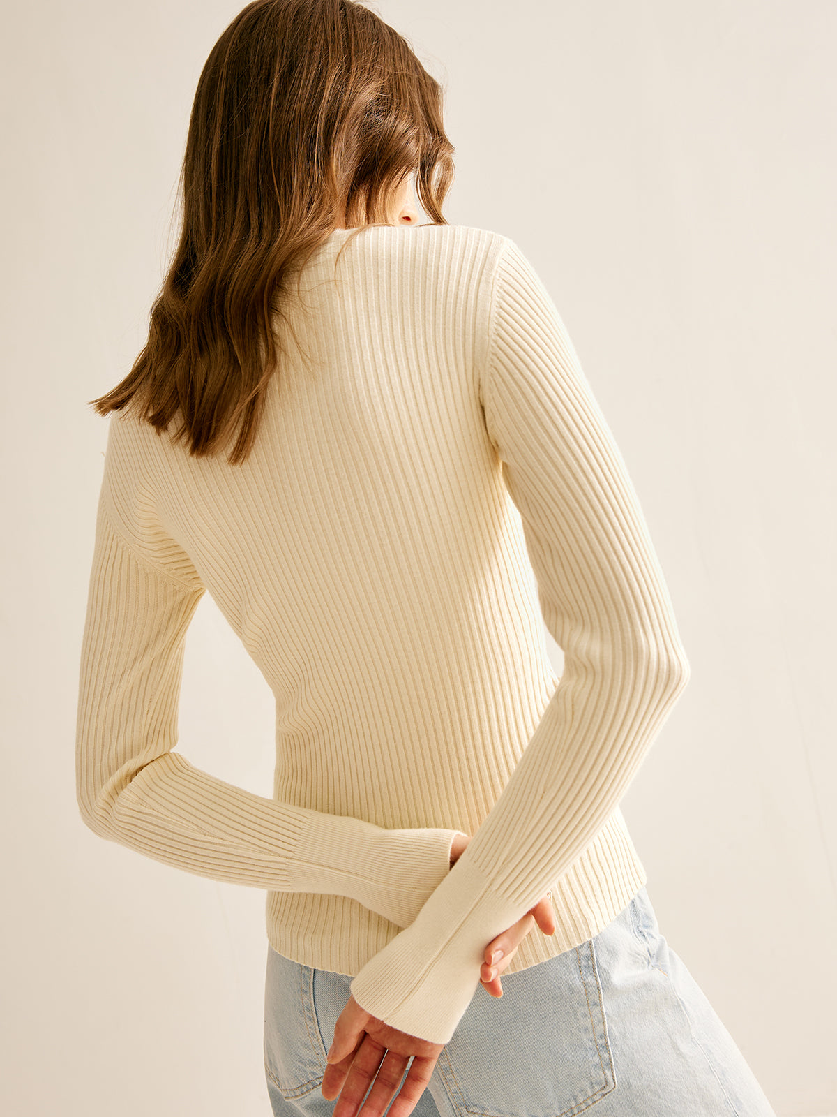 Button Criss-Cross Ribbed Sweater — Svelte Chic