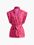 Bohème Print Belted Vest in Pink — Svelte Chic