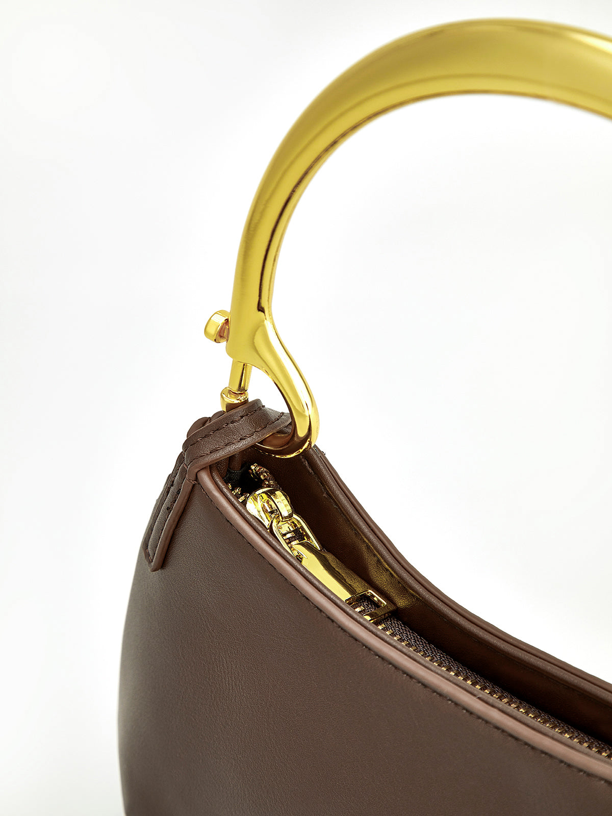 Metal Handle Zip Underarm Bag — Svelte Chic