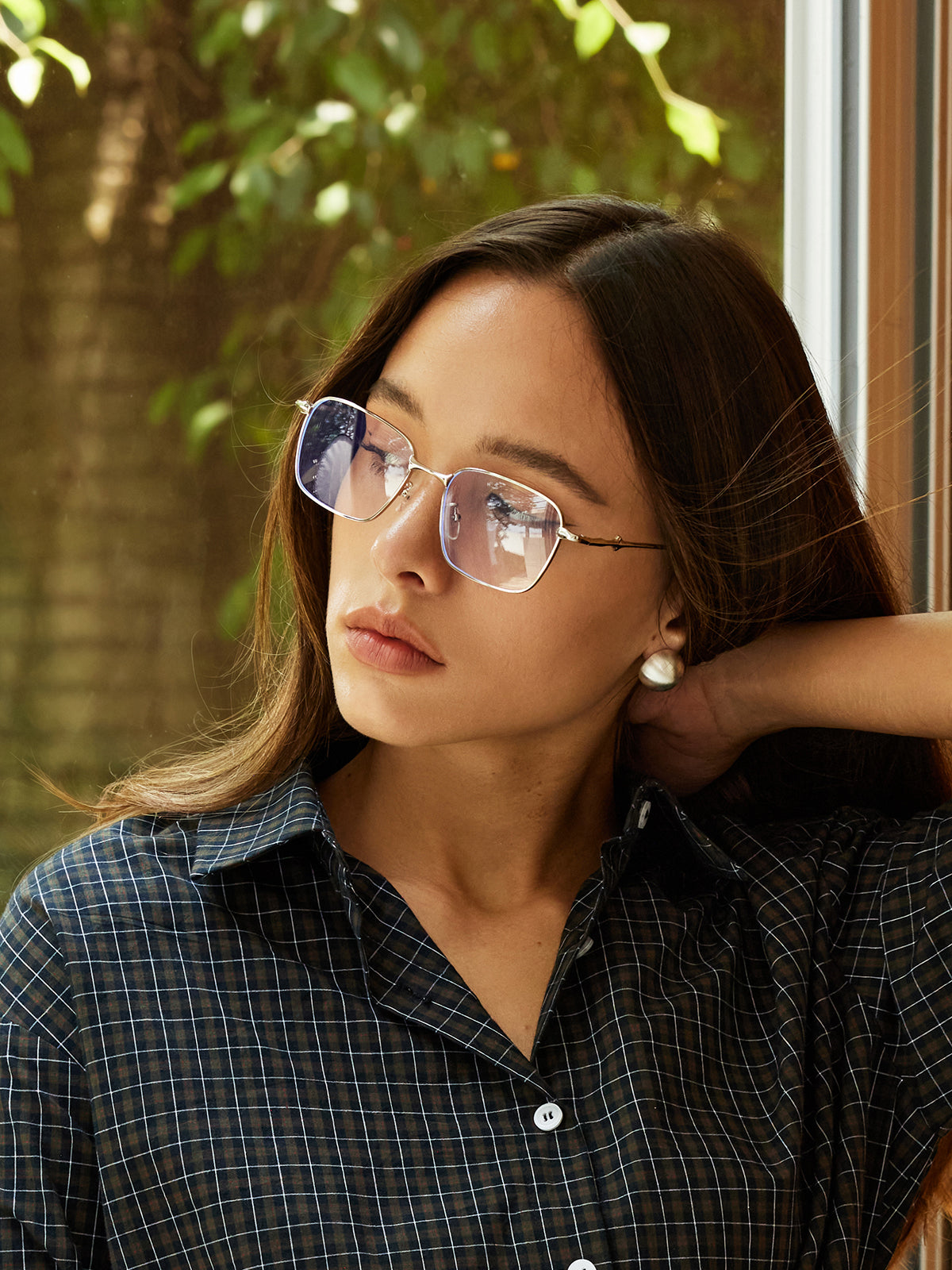 Square Frame Glasses in Silver in Silver — Svelte Chic