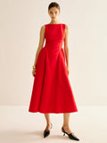 Pleated Cami Maxi Dress in Red — Svelte Chic